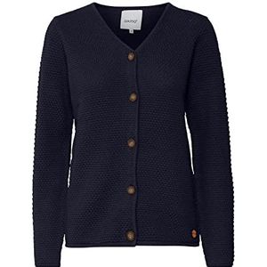 OXMO OXHelga Gebreid damesvest, fijn gebreid, cardigan, 100% katoen, Total Eclipse (194010)., M