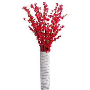 Duories Stuk kunstkersenbloesem-slingers bloemenkrans bloemen wijnstok zijden bloemen slingers hangende kunstbloemen slinger decoratie voor feest huis tuin boog muren 135 bloemkoppen lichtroze 1 stuk