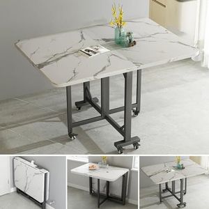 Uitschuifbare opklapbare eettafel, moderne opvouwbare eettafel, multifunctionele uitbreidbare tafel met verstelbare voetkussens, framestructuur van koolstofstaal, gemakkelijk te dragen 250 kg, for keu