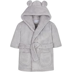 Babybadjas voor jongens en meisjes, uniseks, zachte pluche flanellen fleece badjas met capuchon, Grijs, 12-18 maanden