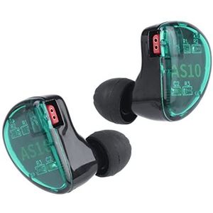 Linsoul KZ AS10 5BA HiFi Stereo in-Ear Koptelefoon Hoge Resolutie Oorkoptelefoon met 0.75mm 2-pins kabel, Vijf Gebalanceerde Armatuur Drivers, Ruisonderdrukking(Met Mic, Cyaan)