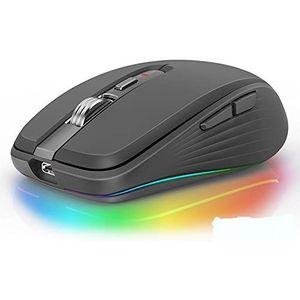 Bluetooth 5.0 draadloze muis, 2400DPI dual-mode draagbare stille muis compatibel voor MacBook/Windows/Android laptop PC (zwart)