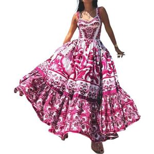 yk8fass Jurk in Boheemse stijl ee-2752, Rose Red Print, 3XL