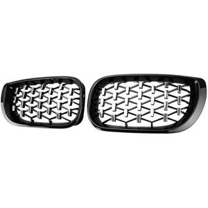 Voorbumper Grille Voor BMW 3 Serie E46 318i 320i 325i 4-deurs 4DR 2002-2005 Een Paar Auto Voorste Nierenroosters Racing Grill Grille Voorzijde(Silver and Black)