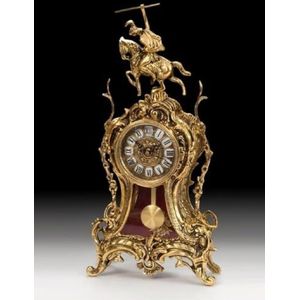 Casa Padrino Art Nouveau table clock with glass bell black/brass Ø 13 x H. 18.7 cm - Decorative Desk Clock - Decorative Accessories