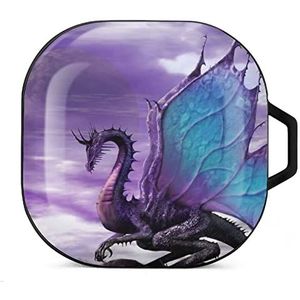 Fantasie Draak Paars Oordopjes Hoesje Compatibel met Samsung Hard Shell Beschermende Cover Case Zwart-Stijl