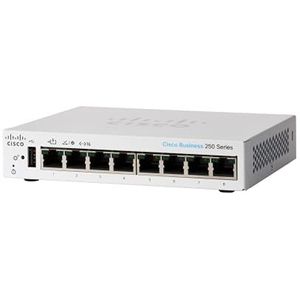 Cisco Zakelijk CBS250-8T-D slimme schakelaar | 8-poorts GE | Desktop | Beperkte levenslange hardwaregarantie (CBS250-8T-D-UK)