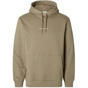 SELECTED HOMME Heren Slhhankie Logo Hood Sweat Noos capuchontrui, Vetiver., M