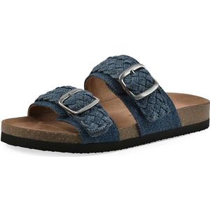 WHITE MOUNTAIN Hey Platte sandaal voor dames, Dkblue Stof, 36 EU