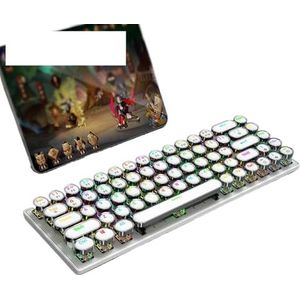 QPSJXN 68Keys draadloos mechanisch toetsenbord met dynamische RGB Bluetooth Tri-Mode-connectiviteit Full Toets Hot Swap Compatibiliteit (White Punk)