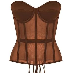 Corsettops for dames - Shapewear Overbust Lingerie Renaissance Design for dagelijks gebruik of speciale gelegenheden(Brown,3XL)