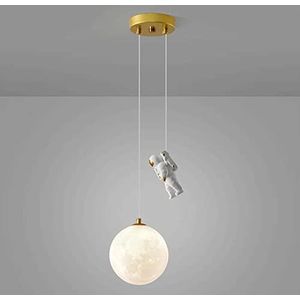 Planet hanglamp met hars astronaut decoratie kit, kinderkamer bolvormige hanglamp, eenvoudige bedverlichting sfeerlamp, witte 3D geprinte hanglamp G9