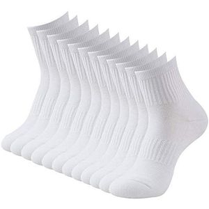 Herensokken 6 paar Trainerkussentjes Effen oefenpakket, laag uitgesneden Katoenrijk Slim ontwerp Atletisch Tennis Wandelen Joggen Golfsokken voor sport Business School Heren en dames (6 Pairs-White)