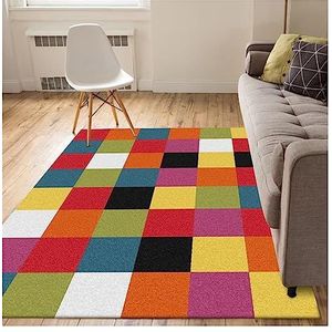 Wasbaar Modern Vloerkleed, Kleurrijk Vierkant Patchwork Tapijt, Geometrische Tapijten For Woonkamer, For Nachtkastjes, Keuken, Hal En Slaapzaal(45 x 75 cm)