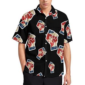 Cubaanse Vlag Grunge Vuist Hawaiiaanse Shirt Voor Mannen Zomer Strand Casual Korte Mouw Button Down Shirts met Zak