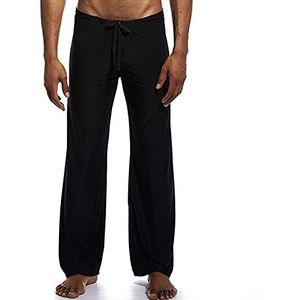 Heren Recht-Fit Pyjama Broek Aparte Bodems Sweat Lounge Slaapbroek Trekkoord Elastische Tailleband Jogger Yoga Loungewear,Black,L
