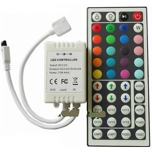 LED-controller 24 44 toetsen LED infrarood RGB-bedieningskast 1 tot 2 controller infrarood afstandsbediening dimmer DC12V voor RGB 3528 5050 LED-strips (kleur: 44key IR-controller)