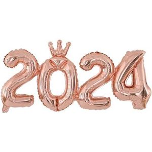 Nieuwjaar 2024 Nummer Folie Ballonnen Rose Goud Zilver Ballon Gelukkig Nieuwjaar Kerstfeest Decoraties Voor Thuis -Rose Goud-Anders