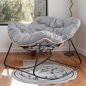 Buitenschommelstoel, Patio Egg Chair, Binnen Papasan-stoel, Moderne Koninklijke stoel for slaapkamer, woonkamer, veranda, tuin, grijs(Gray)
