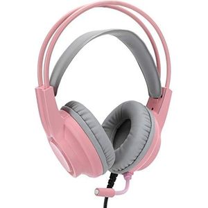Koptelefoon met Bedrade Microfoon, Opgewaardeerde Audiodrivers van 50 Mm Ruisonderdrukking Microfoon Stereo Gamingheadset, op Het Hoofd Gemonteerde Pc-desktopbenodigdheden USB-hoofdtelefoon (Roze)