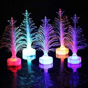 JSSEVN Led-kerstboom klein: led-kerstboom met glasvezelkleurwisselaar, glasvezel, kerstboom, kleine mini-tafelboom, mini-kerstboom voor in de auto