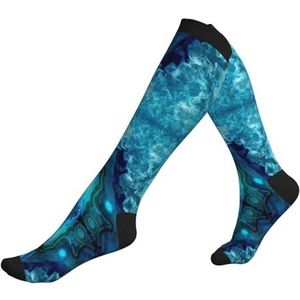 Heldere Aqua Blauwe Compressie Sokken Voor Vrouw & Man Unisex 20-30mmhg Knie Hoge Kalveren Voor Vliegende Running Sport, Zwart, Eén Maat
