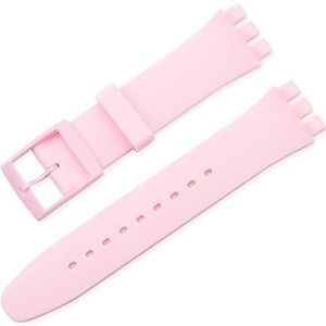 LUGEMA Candy Kleur Siliconen Band Compatibel Met Swatch 12mm 16mm 17mm 19mm 20mm Transparante Mode Vervanging Armband Band Horloge Accessoires: (Color : Light pink, Size : 20mm)