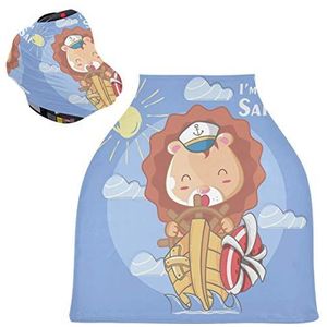 Blue Sailor Leeuw Baby Autostoelhoes Luifel Stretchy Verpleging Covers Ademend Winddicht Winter Sjaal voor Baby Borstvoeding Jongens Meisjes