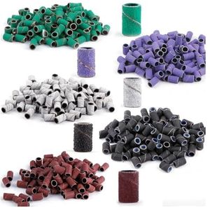 Schuurbanden Caps, Nagelboor schuurbanden 50/100 stuks Multicolor 80/120/180/240 korrel(180 Purple 100pcs)