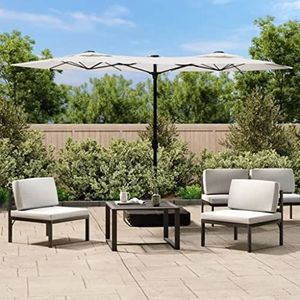 XGWKCNV Gazon & Tuin Parasol met Dubbele Kop met LEDs Zand Wit 316x240 cm Outdoor Living