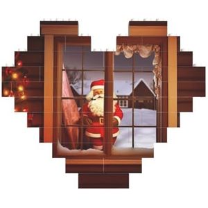 Kerstman buiten het raam gedrukt bouwstenen blok puzzel hartvormige foto DIY bouwsteen puzzel gepersonaliseerde liefde baksteen puzzels voor hem, voor haar, voor geliefden