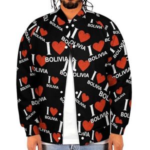 I Love Bolivia Grappige mannen Baseball Jacket Gedrukt Jas Zachte Sweatshirt Voor Lente Herfst