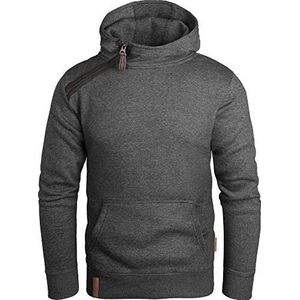 Grin&Bear Capuchontrui voor heren, hoodie met schuine halve rits, GEC435, antraciet, L