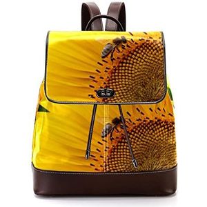 Gepersonaliseerde casual dagrugzak tas voor tiener bij met gele zonnebloem bloei schooltassen boekentassen, Meerkleurig, 27x12.3x32cm, Rugzak Rugzakken