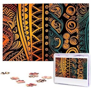 KHiry Puzzels 1000 stuks gepersonaliseerde legpuzzels kleurrijke tribale kunst foto puzzel uitdagende foto puzzel voor volwassenen Personaliz Jigsaw met opbergtas (74,9 cm x 50 cm)