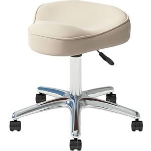 FXLUHAY Roterende kappersstoel met wieltjes, ideaal voor thuis, badkamer, kantoor of salon, 360° rotatie (wit)