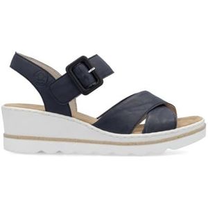 Rieker 67463-14 | Blauw | Vrouwen Sandalen met sleehak, Blauw, 41 EU
