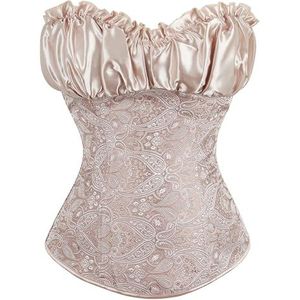 AMENGJ Korset voor dames, top met vetersluiting in de taille, cinching, crop top, bodyshapewear, lingerie, korsetten en bustier, Kleur 1, XXL