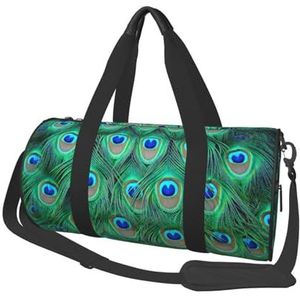 Schattige groene pauw, grote capaciteit reizen plunjezak ronde handtas sport reistas draagtas fitness tas, zoals afgebeeld, Eén maat