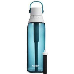 Brita Water Bottle with Filter, 26 Ounce Premium Filtered Water Bottle, BPA Free, Sea Glass