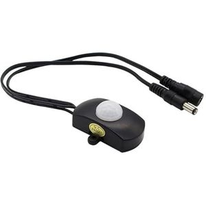 Infrarood bewegingssensor voor menselijk lichaam PIR DC5V-12V met lichtgevoelige sensor voor LED-lichtbalk, aansluiting voor schakelaar (Tdl-2023 Black)