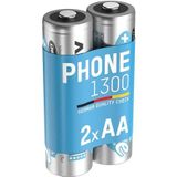ANSMANN Accu AA Mignon 1300 mAh 1,2 V NiMH voor draadloze telefoon 2 stuks - oplaadbare batterijen met lage zelfontlading maxE - batterijen ideaal voor DECT-telefoon draadloos - oplaadbare batterij