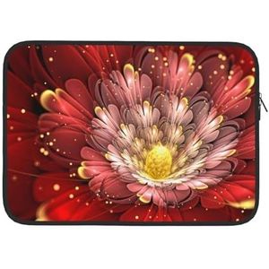 Rood Goud Bloem Gedrukt Laptop Sleeve Bag Duurzaam Laptop Case Computer Draagtas Beschermende Cover 15 Inch