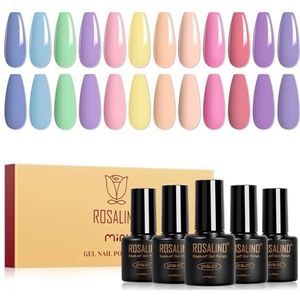 ROSALIND UV Nagellak Pastel, 12 Kleuren Blauwe Groene Paarse Roze Gele Naakt Gel Nagellak, Pastel Macaron Soak Off Nagellak Set Lente Zomer Gel Kleur voor Gelnagels Manicure Geschenkset