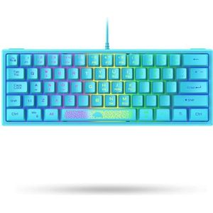 UK Layout Bedraad Gaming Toetsenbord, 60% Compact 62 Toetsen RGB Mechanisch Gevoel Mini Draagbaar 19 Toetsen Anti-ghosting Ergonomisch Voor PC Laptop Windows ​Computer Gamer and Office, Blauw
