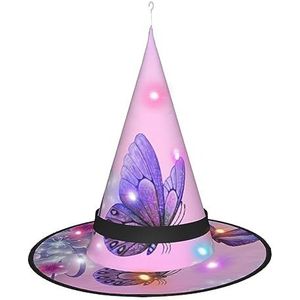 ASEELO Heksenhoed paarse vlinder Halloween heksen hoed voor Halloween kostuum carnaval accessoire