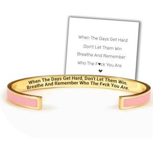 CERAVI Don't Let The Hard Days Win Color Bangle, Graveren Inspirerende Boodschap Manchet Bangle Armband voor Vrouwen, Gepersonaliseerde Motiverende Sieraden Geschenken voor Moeder Dochter Zus