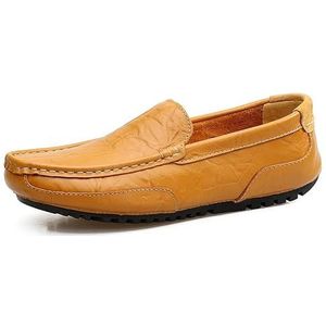 Loafers for heren, effen kleur, kunstleer, bootschoenen, platte hak, comfortabele antislip, party-instapper (Color : Brown, Size : 43 EU)