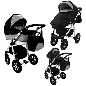 Kinderwagen voor grote ouders, babyzitje en Isofix, keuze uit QueroLen door Saintbaby Black 3-in-1 met babyzitje