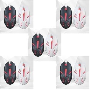 5 set van multi-color lichtgevende bedrade USB-stekker optische desktop muis kantoor computer pc laptop gaming muizen, zwart